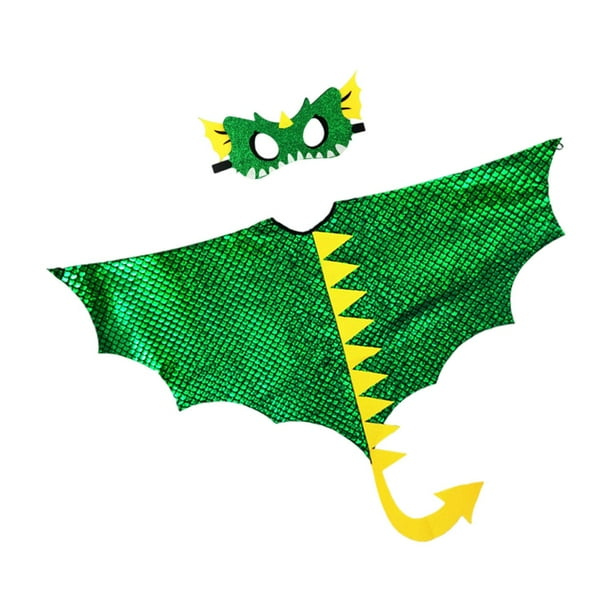 Capa de dinosaurio para niños, capa de dragón, disfraz cómodo para festivales verde