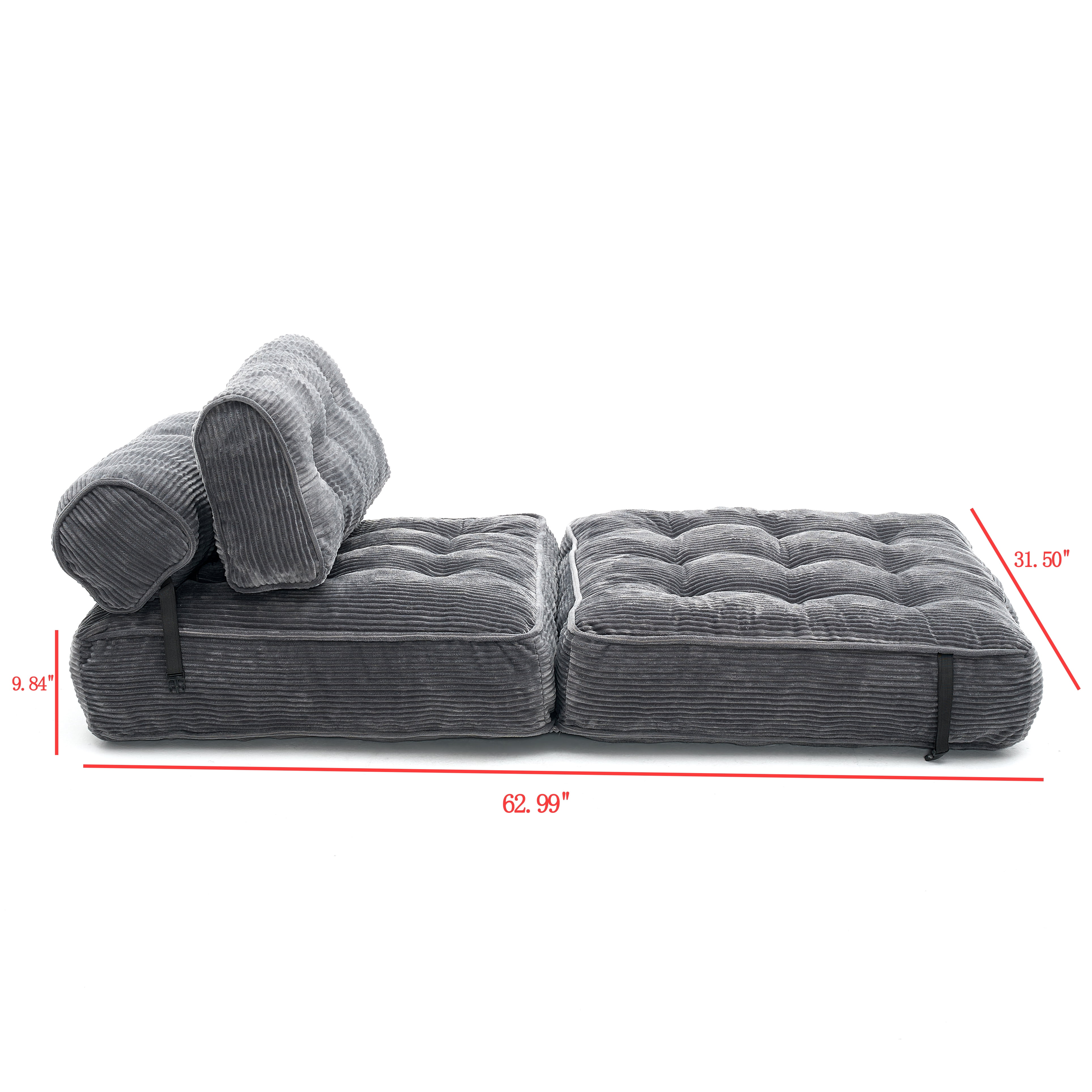 Leumius Folding Sofa Bed,Convertible Sleeper Chair with Pillow Foldable Mattress with Back Support, Portable Fold Out Chair Bed Comfy Floor Sofa Lounge for Living Room BedroomGray