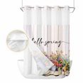 thumbnail image 2 of Hello Spring No Hook Shower Curtain Waterproof, Bathroom Curtains with Snap in Liners and See Through Top Window, Elagant Summer Floral Botanical Wooden Hotel Style Bathtub Curtains Shower 48"Wx72"L, 2 of 8