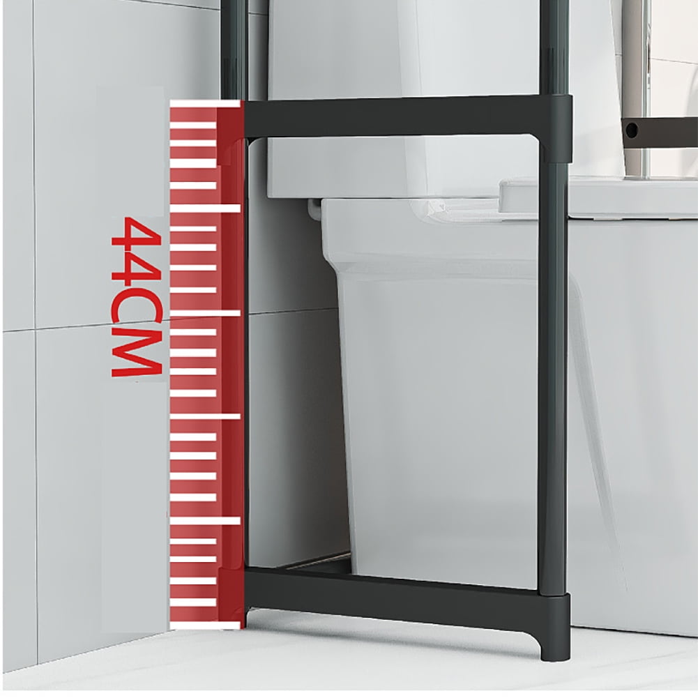 3-Tier Over-The-Toilet Storage Rack - Freestanding Metal Bathroom Shelves w/No-Drill Anti-Tip Kit, Space-Saving Organizer for Bathroom, Laundry, Balcony