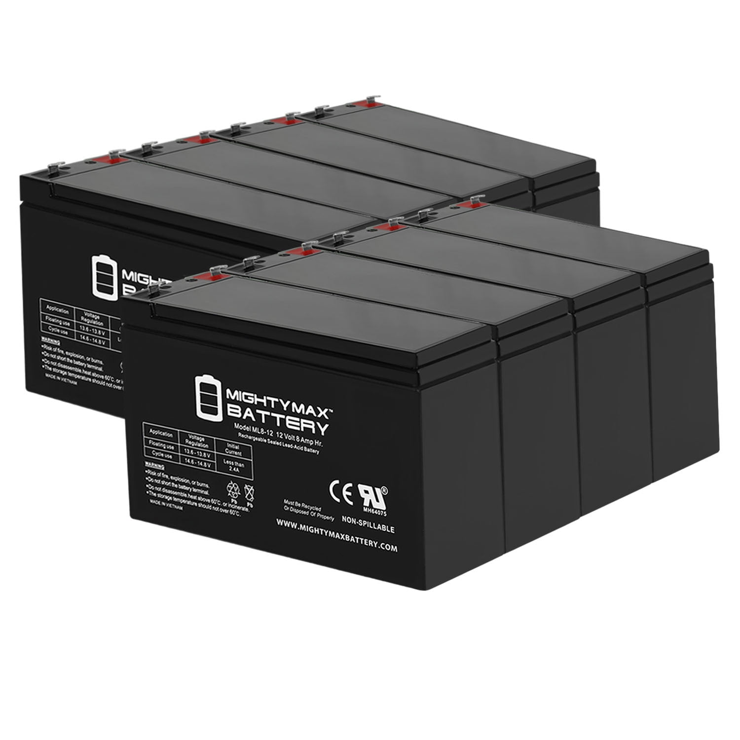 8 Pack Brand Product Mighty Max Battery 12V 7.2AH SLA Battery for Eaton Powerware PW5110 1500 UPS 