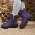 thumbnail image 4 of Purple Snow Boots For Women Thickened Fleece Lined Cotton Side Zipper Thick Non Slip Sole Warm Mid Calf Winter Casual Light Outdoor Shoes Size 39, 4 of 5