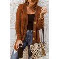 thumbnail image 1 of Cardigan en Tricot Brun pour Femmes avec Boutons et Poches, 1 of 21