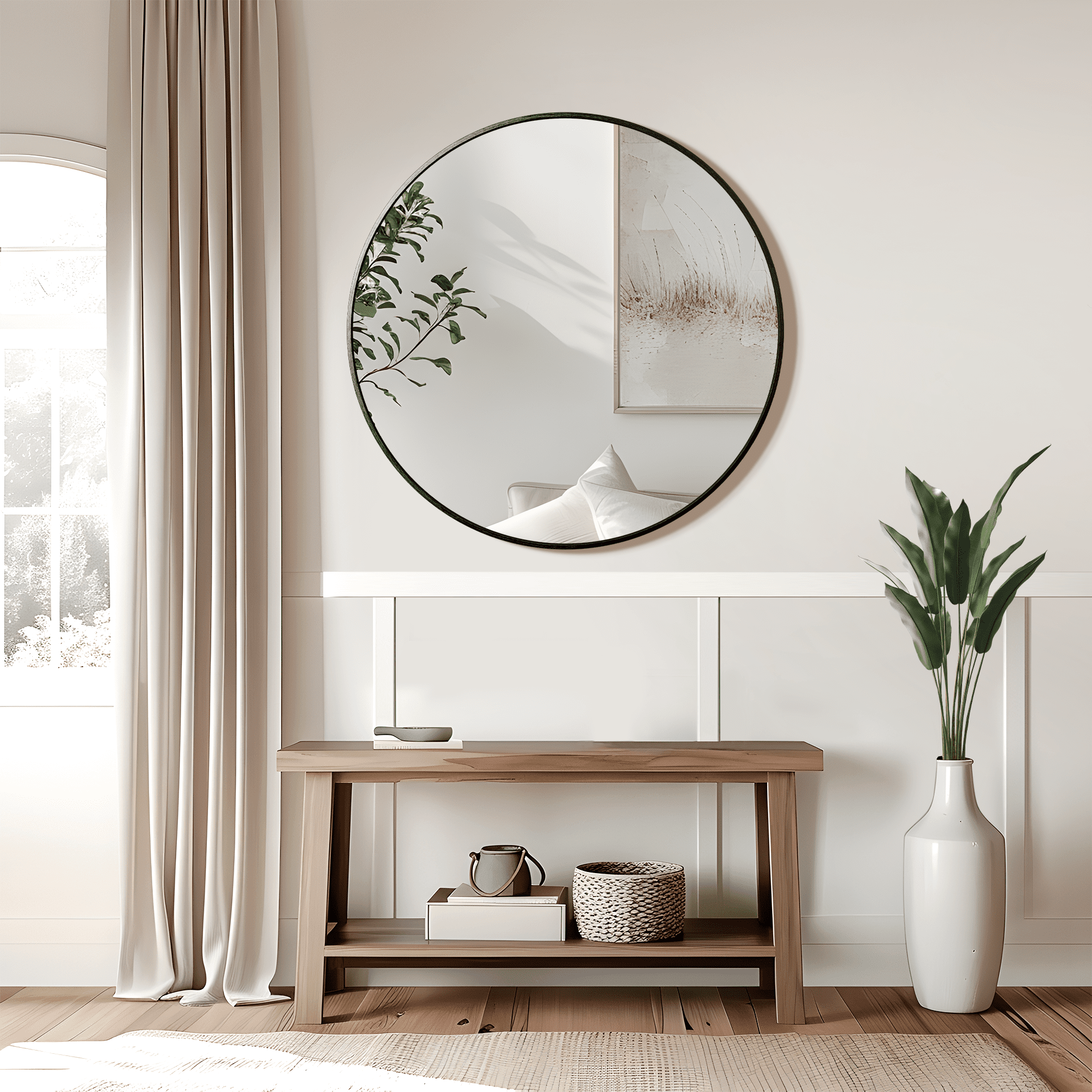 MAYEERTY 31"x31" Wall Mounted Vanity Mirror Modern Bathroom Vanity Mirror for Bedroom