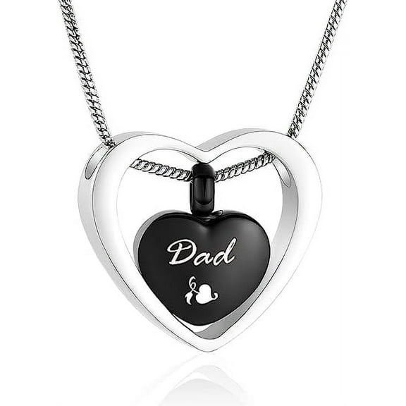 Small Heart Cremation Urn Necklace for Ashes Stainless Steel Memorial Ash Pendant For Dad / Love Ones