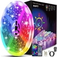 thumbnail image 1 of Keepsmile Tira de luces LED Bluetooth Control de aplicación inteligente Sincronización de música Cambio de color Tira de luz LED RGB con control remoto, luces LED para dormitorio, habitación, decoraci, 1 of 5