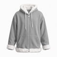 thumbnail image 5 of Fewfanhot Women Clothing Sherpa-Lined Fleece Full-Zip Hooded Jacket with Drawstring, 5 of 9