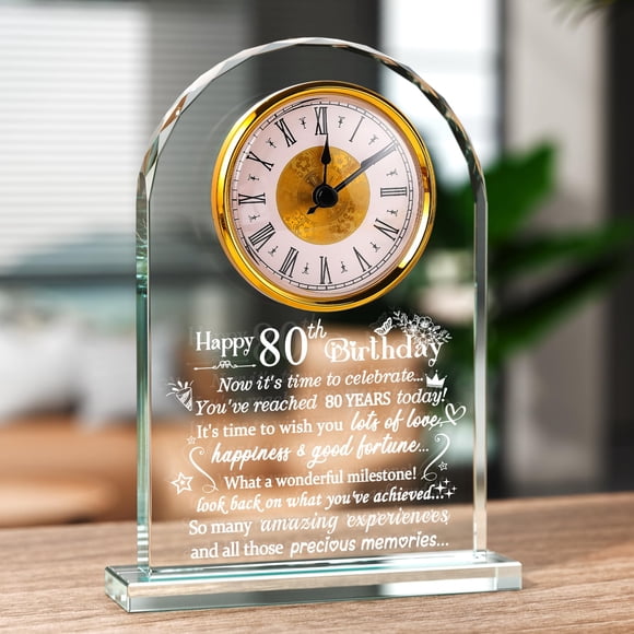 Ornalrist Happy 80th Birthday Quartz Clock Gifts for Women, Men, Couple, Parents & Grandma - 80 Year Old Birthday Presents for He