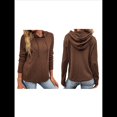 thumbnail image 3 of Sudadera con Capucha para Mujer, de Gran Tamaño, Informal, de Larga, con Cordón Ajustable Marrón Oscuro XXL, 3 of 7