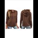 thumbnail image 3 of Sudadera con Capucha para Mujer, de Gran Tamaño, Informal, de Larga, con Cordón Ajustable Marrón Oscuro XXXL, 3 of 7