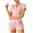 thumbnail image 2 of SYMOID Solid Women's Pajama Sets Pink Shorts Womens Pajama Lightweight Size M, 2 of 8