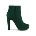 thumbnail image 3 of BLISSFUL STEP Women's Round Toe Side Zipper Block High Heel Ankle Boots Green 6, 3 of 8