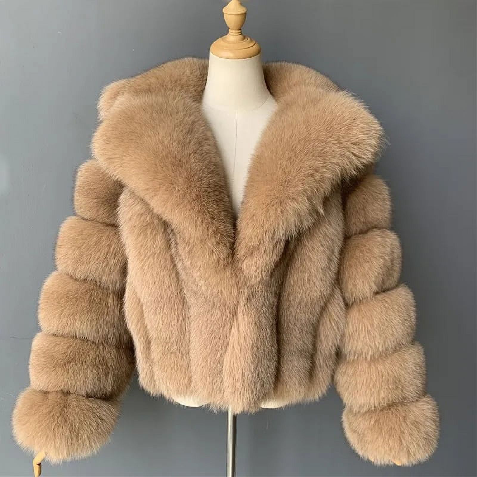 PIKADINGNIS Winter Thicken Mink Coats Women Fashion Turndown Collar Short Faux Fur Coat Elegant Warm Plush Outerwear Womens Jacket - image 3 of 6