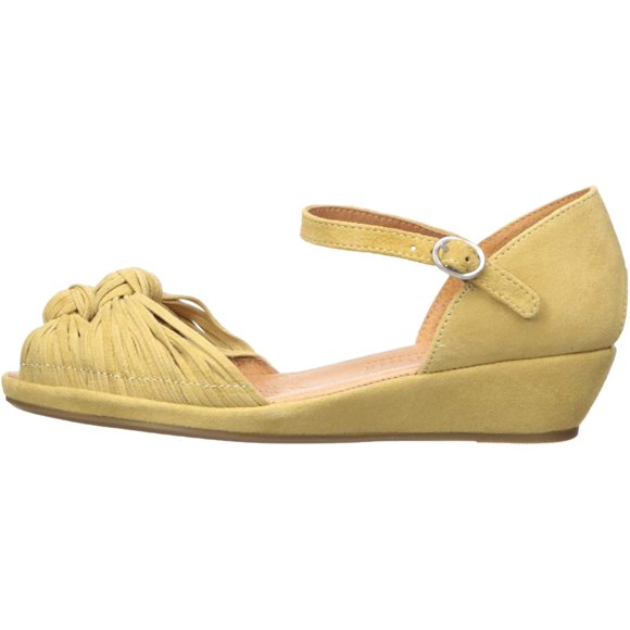 Women's Shoes Lily Knot Leather Peep Toe, Pale Yellow, Size 6.5