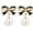 H5: black bow pearl earrings, variant on Bow Earrings for Women Trendy Stuff Cute Bow Pearl Drop Dangle Earrings Bowknot Stud Wedding Party Daily Jewelry Accessory Gifts