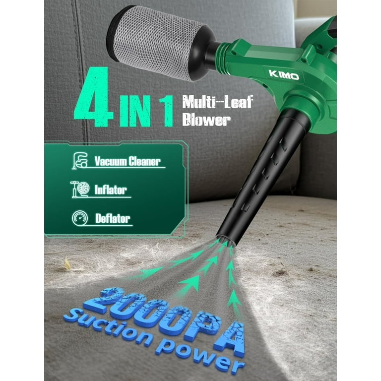 K I M O. Cordless Leaf Blower and Vacuum Combo 4 In 1, 3 Nozzles 