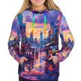 thumbnail image 3 of KLL Taxi Colorful Town for Womens Pullover Hoodie with Pocket Hooded Long Sleeve Shirts Sweatshirt for Women-Large, 3 of 7