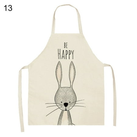 

Grandest Birch Comfortable Cotton Flax Apron Extanded Strap Cartoon Animal Pattern Cooking Apron for Home Breathable Anti-wear Oi