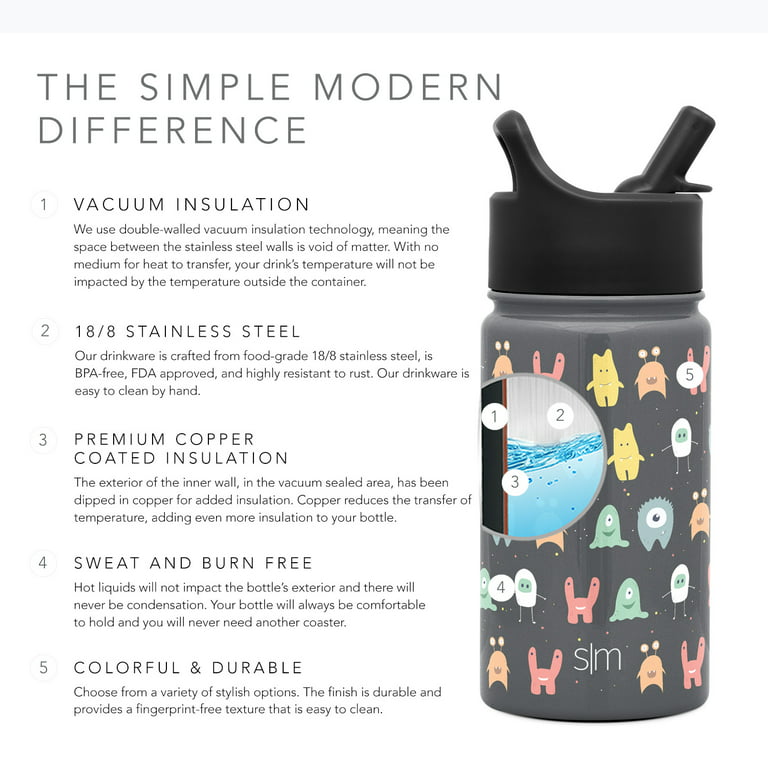 Simple Modern 10oz Disney Summit Kids Water Bottle Thermos with Straw Lid -  Dishwasher Safe Vacuum Insulated Double Wall Tumbler Travel Cup 18/8  Stainless Steel… in 2023