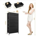 thumbnail image 2 of Tall Dresser for Bedroom, Vertical Storage Organizer Tower with 7 Drawers, Chest of Drawers with Fabric Bins, Steel Frame, Wood Top for Bedroom, Closet, Entryway- Black, 2 of 18