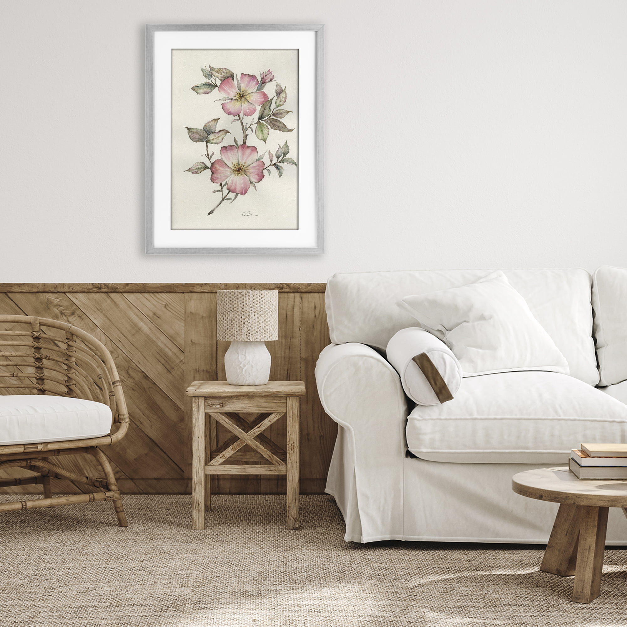 Stupell Industries Two Flowers Natural Study Gray Framed Print Under Glass, design by Cady Driver