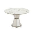 thumbnail image 5 of GAKMCIL 47" Round Dining Table for 4-6 People, Modern Kitchen Table with High Glossy Faux Marble Tabletop, Stainless Steel Base, 400lbs Load, Easy Assembly for Dining Room, Kitchen (White&Silver), 5 of 11