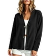 thumbnail image 3 of Qgtaibl Womens Button Down Blouse Corduroy V Neck Long Sleeve Shacket Jackets Fall Loose Fit Casual Cardigan Tops Black L, 3 of 5