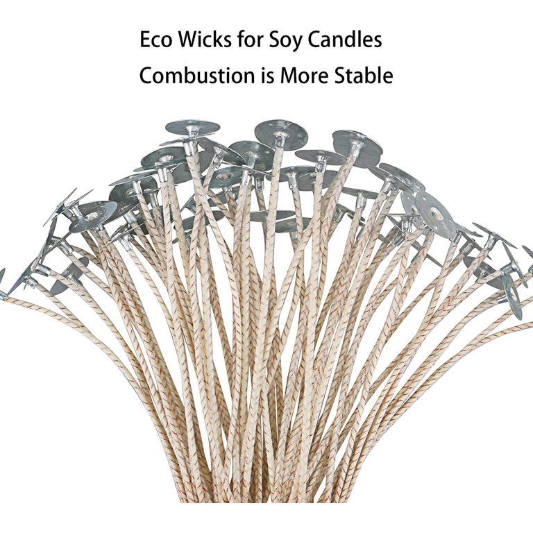 6In Hemp Wick,100 Piece Hemp Candle Wicks in 3mm,Pre-Waxed by Natural  Beeswax & Tabbed,Thick Candle Wick for Candle Making