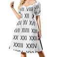 thumbnail image 1 of Vestido de manga corta con diseño de números romanos, elegante, para mujer, en oferta, suelto, de verano, para fiesta de graduación., 1 of 7