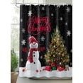 thumbnail image 2 of Fsddascl Merry Christmas Shower Curtain Set - Standard 72" x 72" Washable Bathtub Curtain with 12 Hooks, Cute Snowman Xmas Pine Tree Snowflakes Black Waterproof Fabric Shower Curtains for Bathroom, 2 of 6