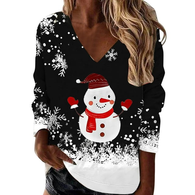 Chandail en Molleton de Noël pour Femmes Imprimé Mode Chandail Col Rond Chaud Chandail Manches Longues Fermeture Cardigan Vacances Xmas Veste Mi-Longue