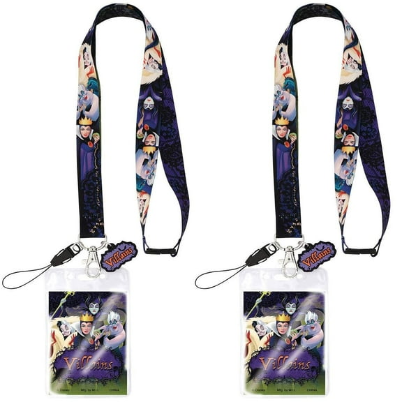 Disney Villains Lanyards with ID Card and Pin Holder-  Perfect for Disney World Mickeys Halloween Party and Disney Cruise, Disneyland Accessories, Keychain  Pack of 2