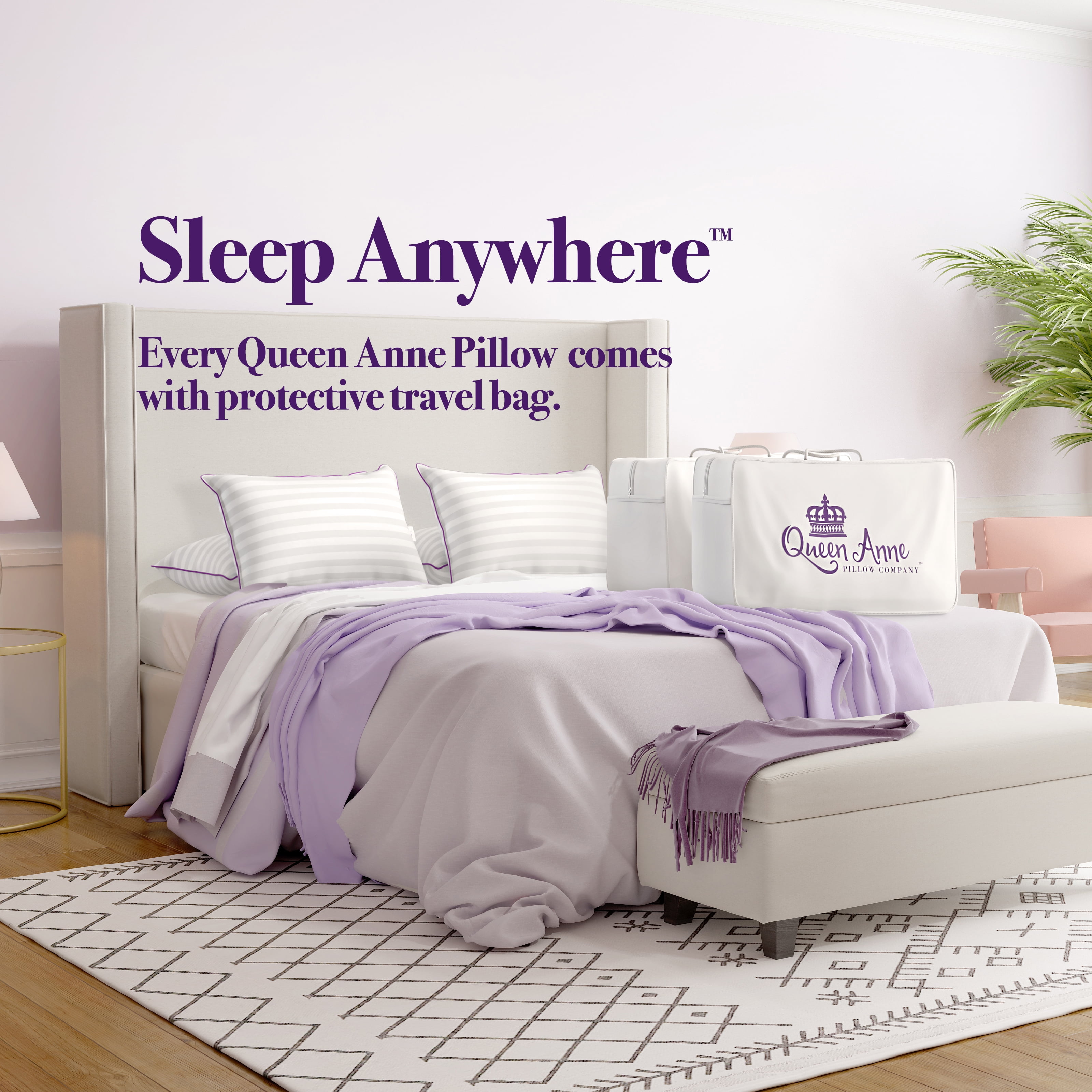 Two (2) Pack Pillows - Luxury Synthetic Down Alternative Pillows - Queen Anne Pillow Co. Majesty Down - Hypoallergenic Allergy Free Bed Pillows - Made in USA (Queen Firm)