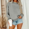 thumbnail image 2 of Resicozy Mock Neck Sweatshirt Women Cute Plain Pullover Sweatshirts Casual Fall Long Sleeve Trendy Tops Gray XL, 2 of 6