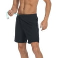 thumbnail image 5 of LRD Mens Athletic Workout Shorts with Compression Liner 7 inch Inseam Navy Blue / Tropical Neon L, 5 of 6