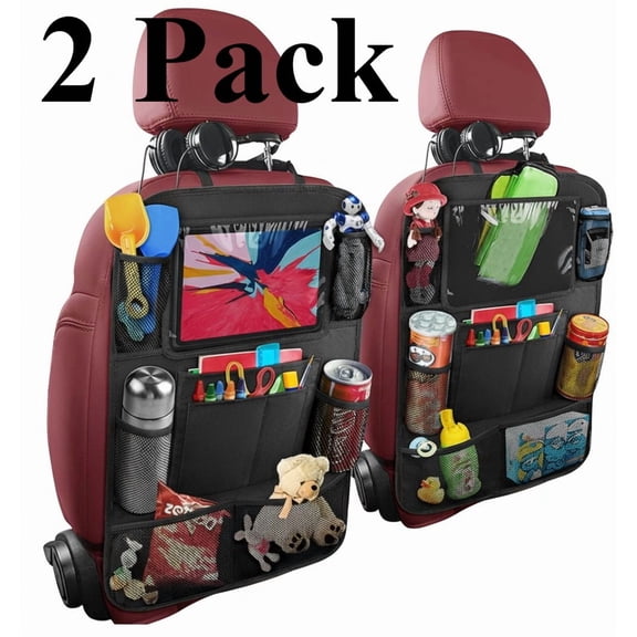 Car Backseat Organizer 2 Pack, Kick Mats Car Storage with Tablet Holder, Back Seat Car Organizers Travel Accessories