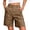 21# Brown, variant on Bermuda Shorts Womens Knee Length Cargo Denim Mutiple Pockets Elastic Waist Long Jorts for Summer Casual Army Green M