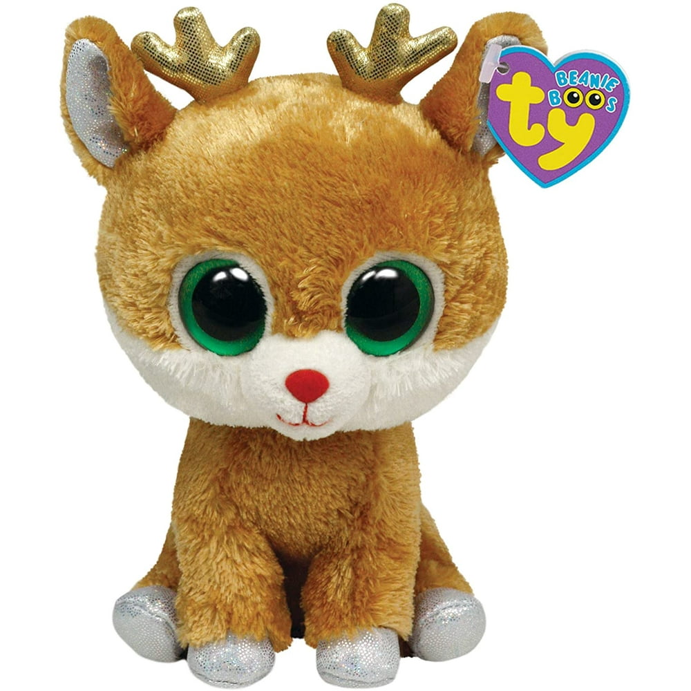 TY Beanie Boos -Alpine the Reindeer Gold Antlers (Glitter Eyes) Small 6