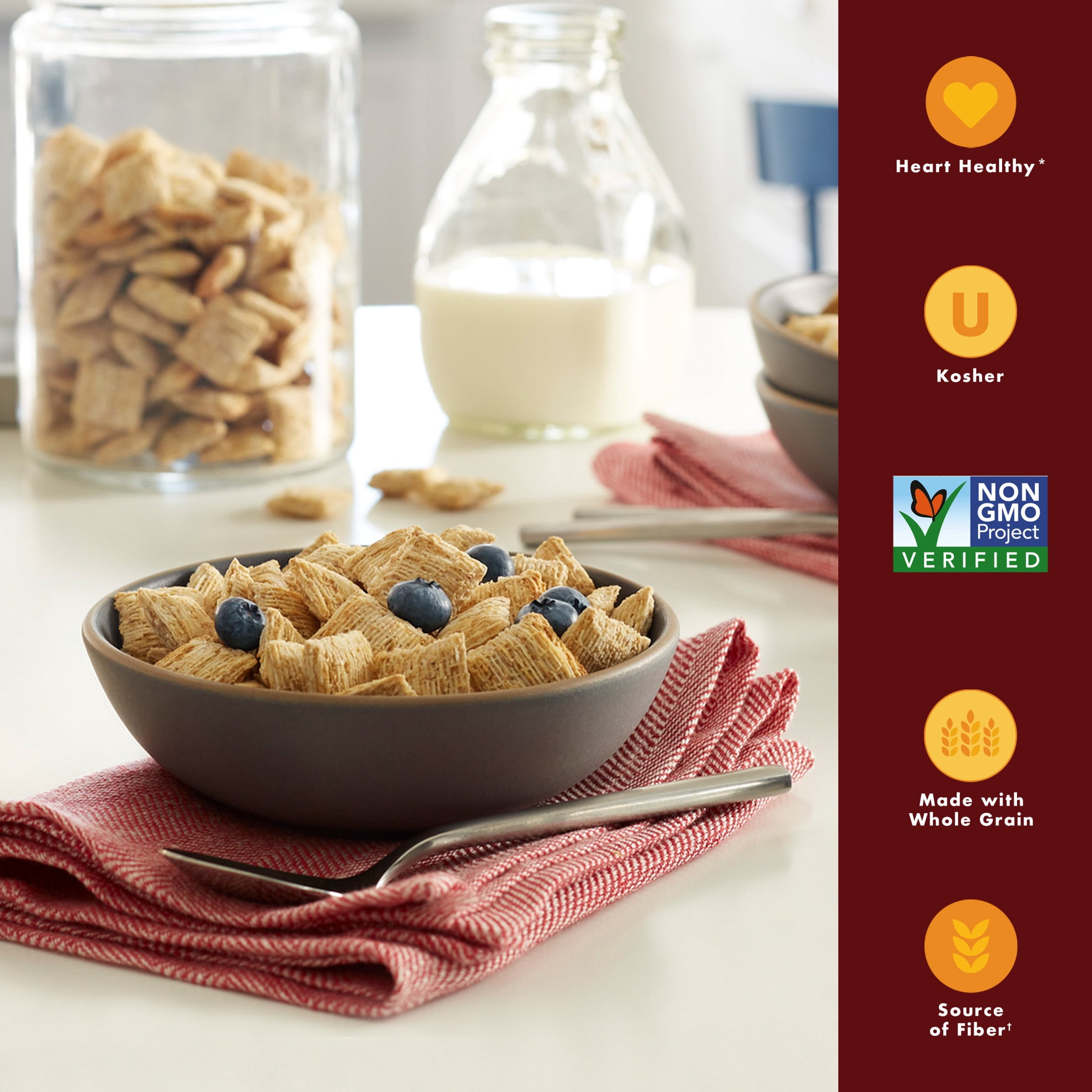 Post Big Biscuit Shredded Wheat Breakfast Cereal, Whole Grain, No Sugar Added, Crunchy 15 oz Box