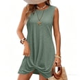 thumbnail image 6 of Bxsruta Women's Sleeveless Twist Knot Tunic Dress - Casual Crew Neck Knit Summer Mini Dress, Pullover Lightweight Soft Breathable Stretchy and Comfortable Fabric for Everyday Wear, 6 of 7