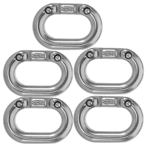 Masteelf 5 Pcs Locking Carabiner Clips Stainless Steel Locking Link Replacement Lock Chain Connectors Heavy Duty Threaded Connectors