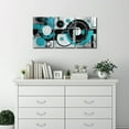 thumbnail image 3 of Hieng Teal Abstract Wall Art Blue and Gray Canvas Print 3 Pieces Abstract Geometric Circle Black Gray Painting for Home Office Decor Unframed, 3 of 6