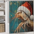 thumbnail image 5 of Shrimp Wearing A Santa Hat Print 4 Pcs Shower Curtain Sets Shower Curtain Set with Rugs Funny Cartoon Shrimp Waterproof Fabric Bath Curtains for Bathtub Decor, 5 of 8