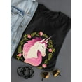 thumbnail image 3 of Pink Lovely Floral Unicorn T-Shirt Women -Image by Shutterstock, Female Medium, 3 of 4