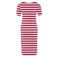 thumbnail image 4 of Ovzne Robes pour Femmes Robe d'Été Robe de Maternité Plissée Imprimée à Manches Courtes Col Rond Mi-Mollet Robe d'Été Manches Courtes Imprimée en Solde, 4 of 6