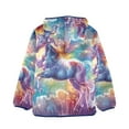 thumbnail image 2 of ALAZA Toddler Polar Fleece Jacket Unicorn with Stars Kids Hooded Warm Coats Outerwear 9-10T, 2 of 7