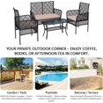 thumbnail image 6 of 4-Piece Patio Furniture Set, Weather-Resistant Rattan Patio Conversation Set with Two-Tier Coffee Table, Upholstered Openwork Wicker Furniture for Porch, Garden, Lawn, Khaki, 6 of 17