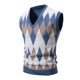 thumbnail image 1 of Chaqueta de Punto con Cuello en V de los Hombres, Blusa Casual de Patrón de Tartán de Coincidencia de Color con Estiramiento Ligero para el Uso Diario Y los Deportes, Moda de Otoño, 1 of 3