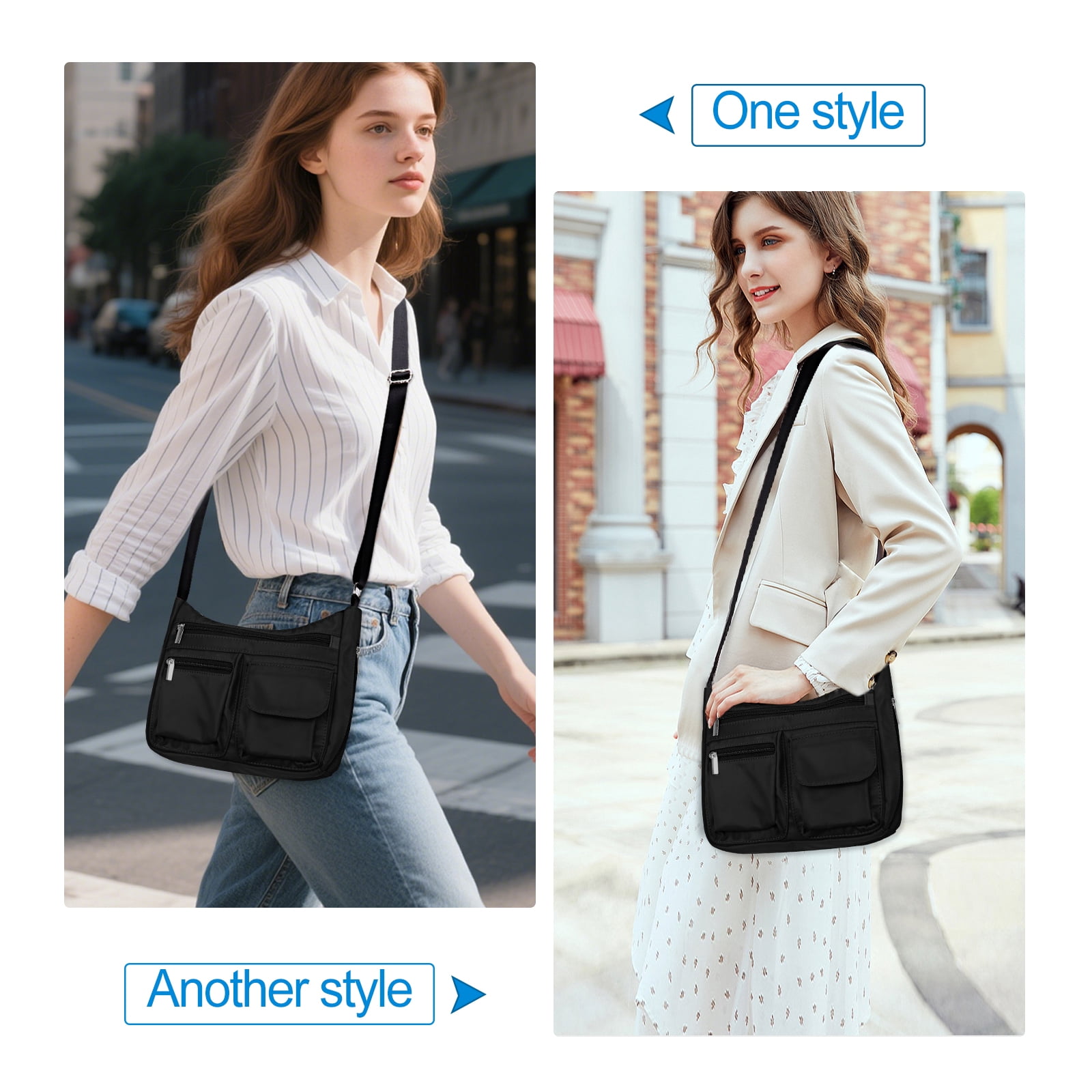 URSOFINE Women's Crossbody Bag Lightweight Ladies Travel Shoulder Messenger Bag with Adjustable Strap & Multiple Pockets Soft Across Bag Purse for Everyday Use (15+)