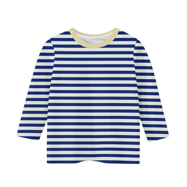 Amzcrzy Chandail en Molleton Rayé pour Enfants Bébé Manches 3/4 Col Rond Chandail en Molleton Bloc de Couleur Chandail Ample Décontracté Printemps Basique 3-11 Ans